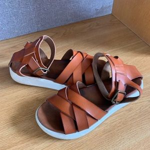 MIA Platform Brown Leather Sandals